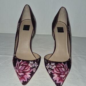 White House Black Market Floral Burgundy Heels